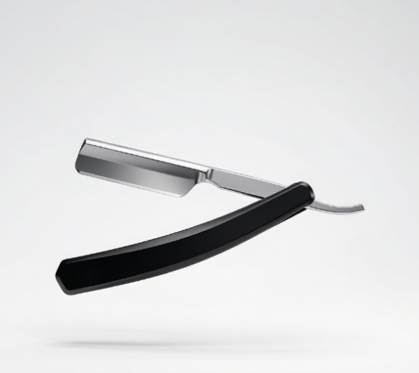 Minimal Black Silver Modern Straight Razor
