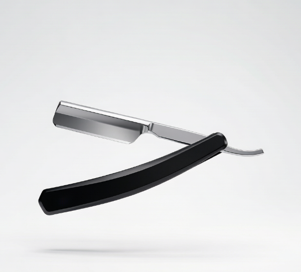 Minimal Black Silver Modern Straight Razor